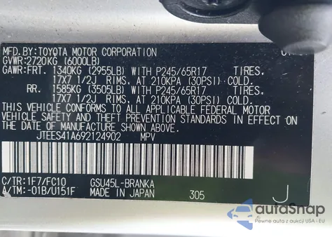 2009 Toyota Highlander из США, поврежденный, VIN JTEES41A692124902